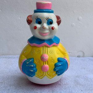 Vintage Roly Poly Clown Musical Toy Made in Hong Kong From 1980s